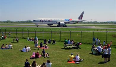 Spectators at the Manchester Airport Runway Visitor Park